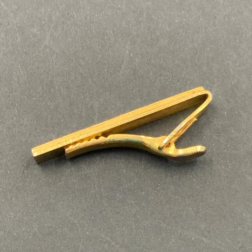 Vintage Gold Tone Textured Diagonal Stripe Tie Clip Mens Formal Accessory